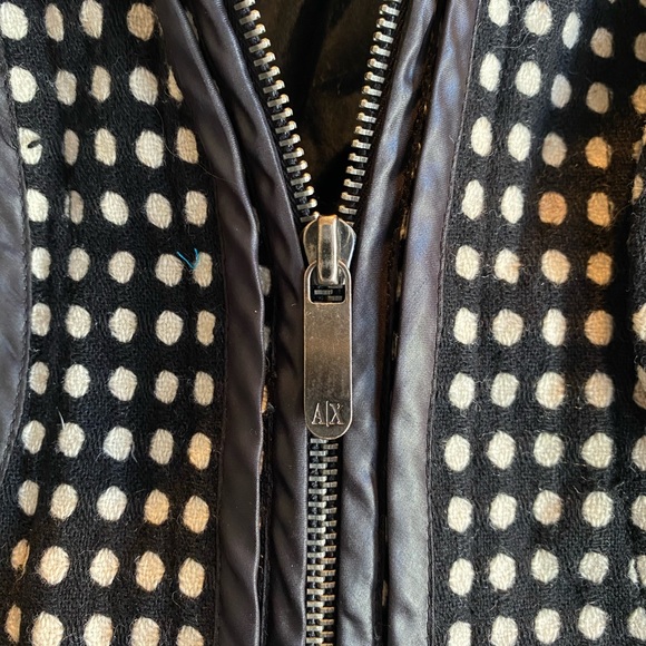 A/X Armani Exchange Black & White Polka Dot Wool Zip Front Cropped Jacket XS - Picture 2 of 7
